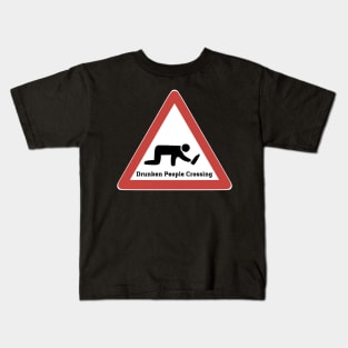 Drunken people road sign Kids T-Shirt